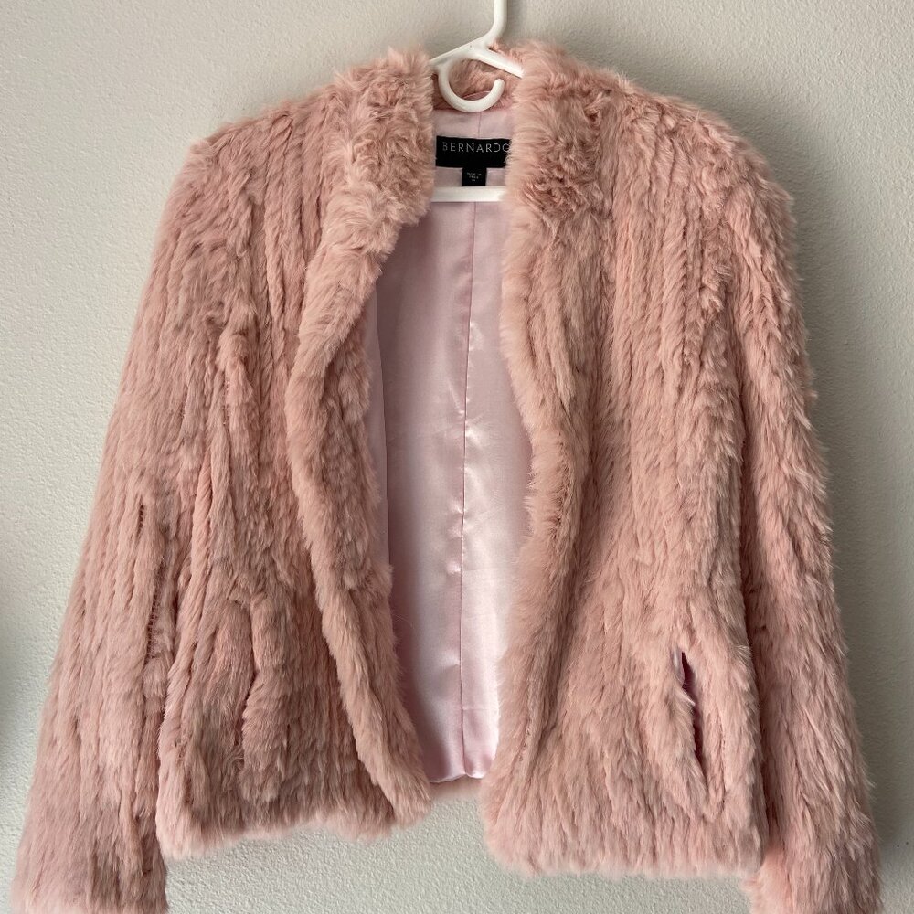 BERNARDO PINK RABBIT FUR JACKET SZ M
